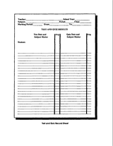 Test and Quiz Record Sheet