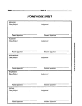 Elementary blank homework sheet