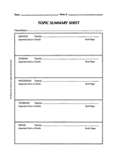 Topic Summary Sheet