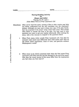 Romeo and Juliet &ndash; Viewing Act IV, Scene i