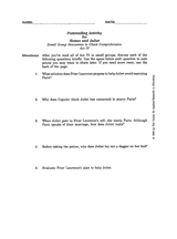 Romeo and Juliet &ndash; Small Group Discussion to Check Comprehension of Act IV