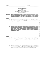 Romeo and Juliet Focusing Activities - Prologue and Act I
