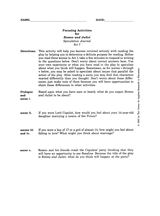 Romeo and Juliet - Speculation Journal Act I