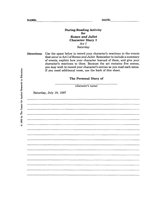 Romeo and Juliet Character Diary 1 - Act I Saturday
