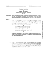 Romeo and Juliet &ndash; Small Group Discussion Questions Act III