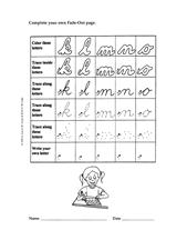 Fade-Out Lowercase Cursive 'k-o' Activity