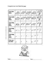 Fade-Out Lowercase Cursive 'u-y' Activity