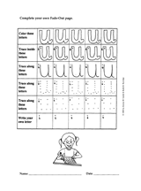 Fade-Out Lowercase Modern Cursive 'u' Activity