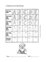 Fade-Out Uppercase Modern Cursive A-E Activity