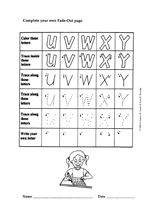 Fade-Out Uppercase Modern Cursive U-Y Activity