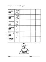Fade-Out Uppercase Modern Cursive Z Activity