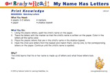 My Name Has Letters (Group Activity)
