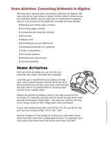 Home Activities: Connecting Arithmetic to Algebra