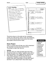 Living Things and Their Environments: Family Activity