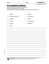 Investigating Motion: Vocabulary