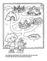 Dora Coloring Sheets on Dora The Explorer Map  English  Printable  Pre K   1st Grade