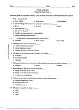 Three Comprehension Tests for To Be a Slave