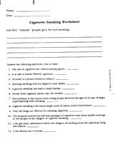 Cigarette Smoking Worksheet