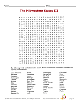The Midwestern States Word Search