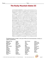The Rocky Mountain States Word Search