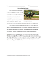 Horse Racing Essay