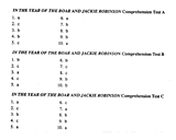 In the Year of the Boar and Jackie Robinson -- Test A, B, and C Answer Keys