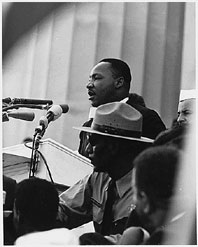 Martin Luther King Jr gives a speech