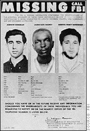 FBI photographs of Andrew Goodman, James Earl Chaney, and Michael Schwerner