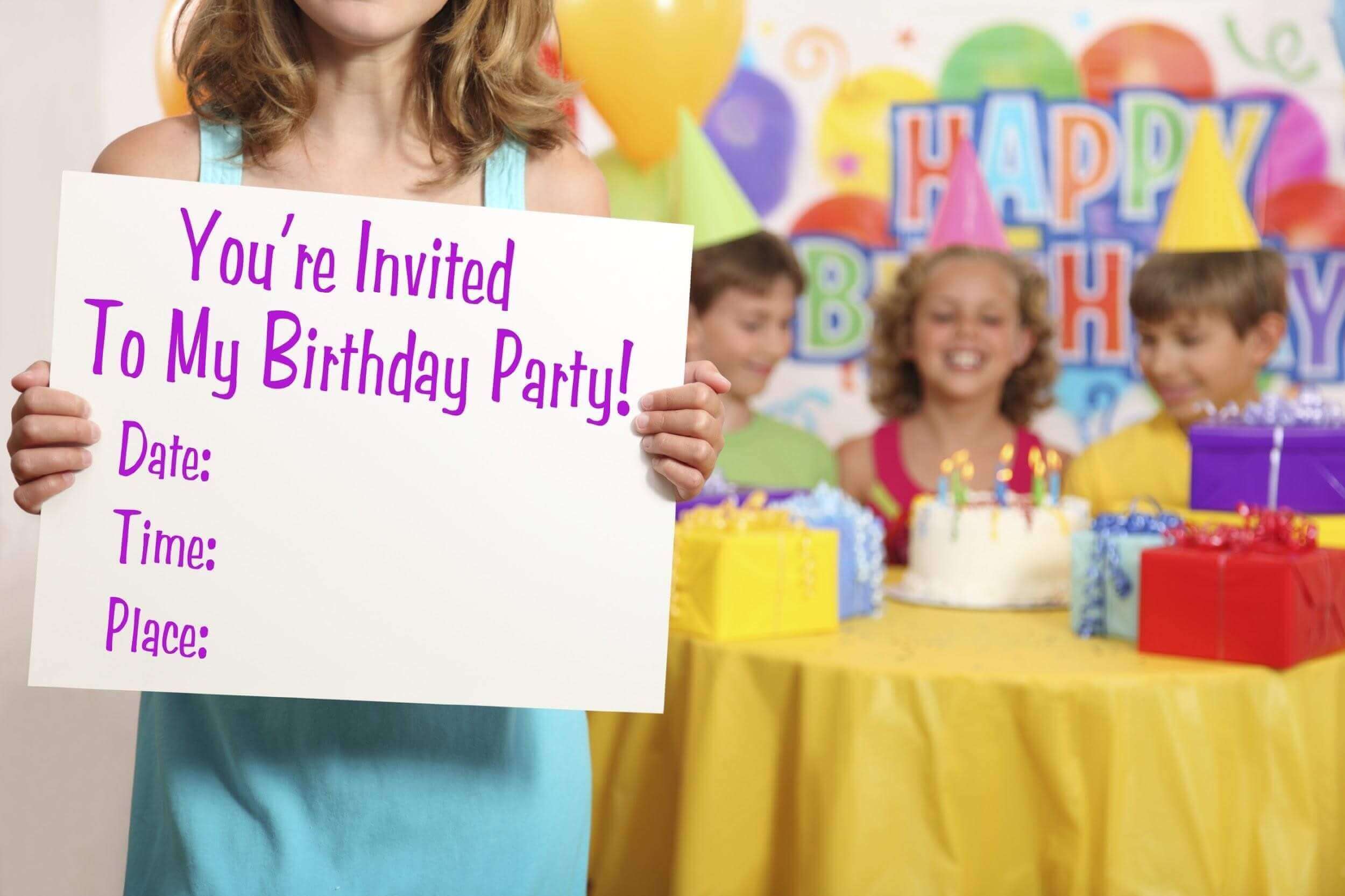 Little Girl Holding Party Invitation
