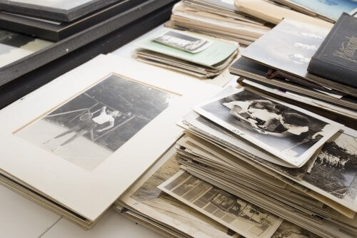 Stack of Old Black and White Family Photos