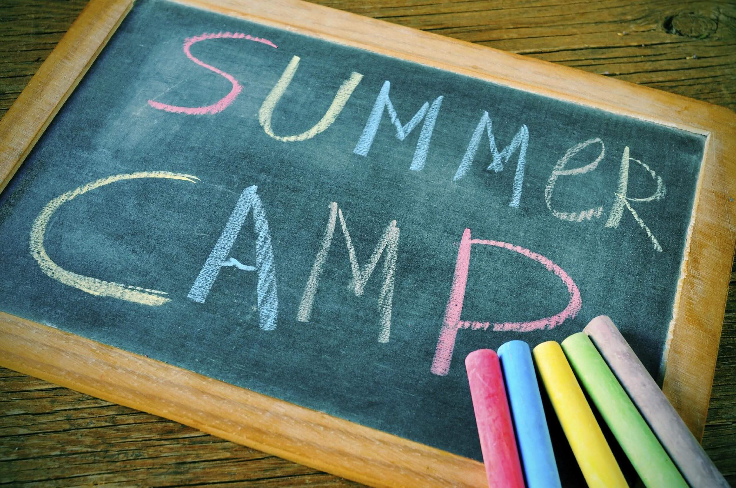 Summer Camp Written in Chalk on Chalkboard