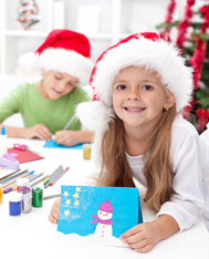 Kids Making Christmas Greeting Cards