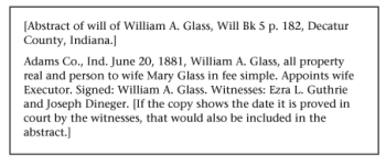 Abstract of the brief will of William A. Glass.