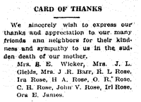 The family's thank-you when the mother died.