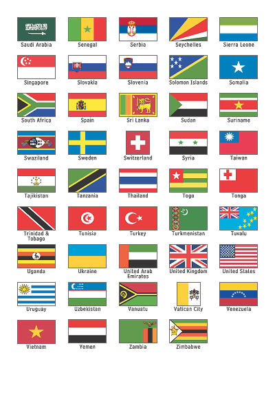 thumbnails of flags Saudi Arabia - Zimbabwe