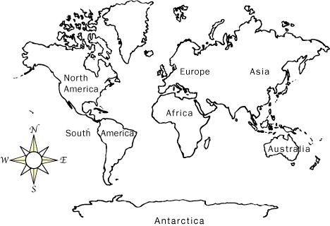 Continents And Oceans Map