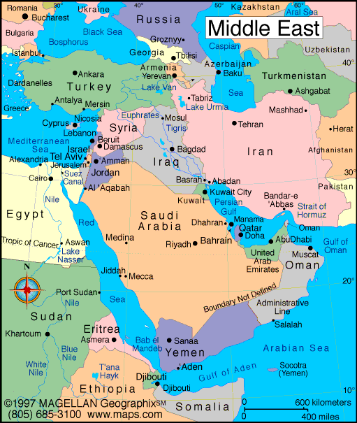 Middle Of The Map Map Of The Middle East With Facts, Statistics And History