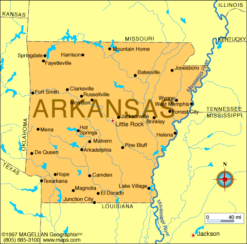 Directions from Michigan to Arkansas on a map