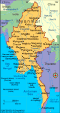 Map of Burma (also known as Myanmar)