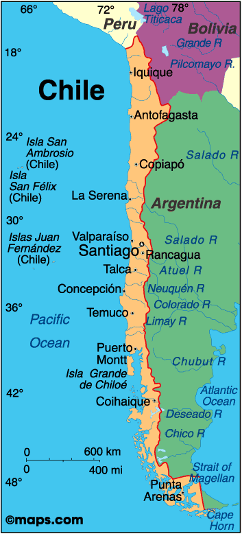 Map Of Chile And Surrounding Countries Chile Map | Infoplease