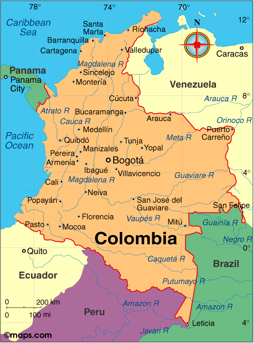 Map Of Colombia And Surrounding Countries Colombia Map | Infoplease