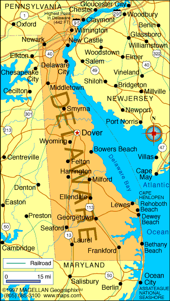 Large Map Of Delaware Delaware Map | Infoplease