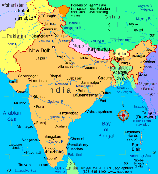 to scale map of india