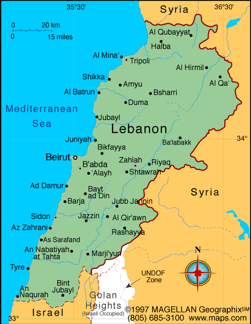 Where Is Lebanon On The Map Lebanon Map | Infoplease