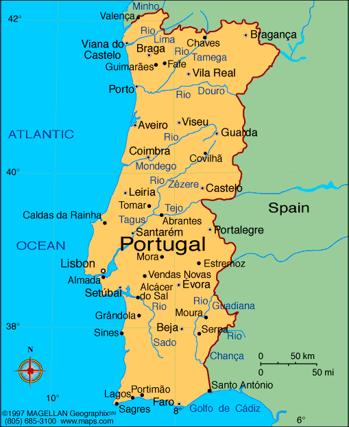 Portugal Map Infoplease   Mportgal 