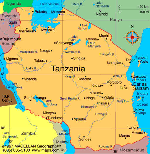 Tanzania Map | Infoplease
