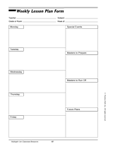 Weekly Lesson Planning Form