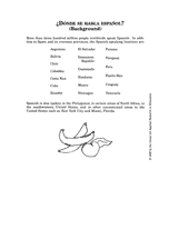 ¿Dónde se habla español? Spanish Printable (7th-12th Grade