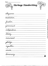 Colonial Times: Heritage Handwriting Printable (2nd - 5th Grade