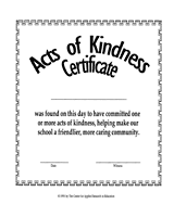 Acts of Kindness Award Printable (Pre-K - 5th Grade) - TeacherVision.com